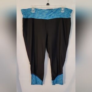 Xersion Womens Black and Blue Leggings Size 1X
